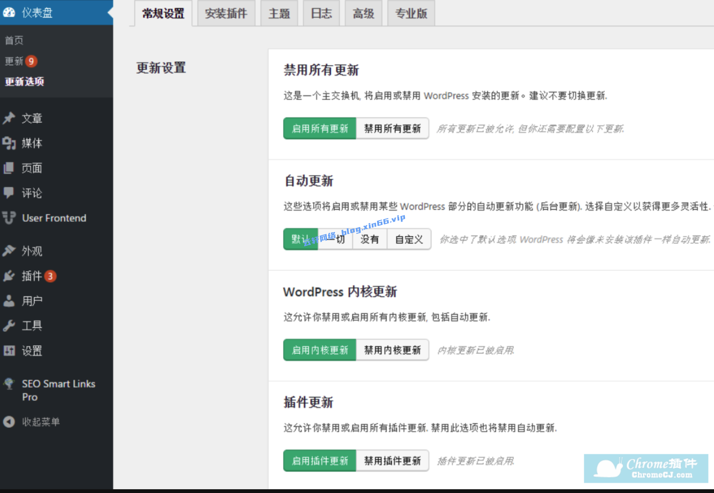 禁用 WordPress 的自动更新