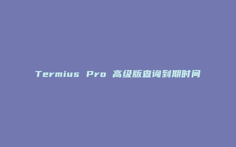 Termius Pro 高级版查询到期时间